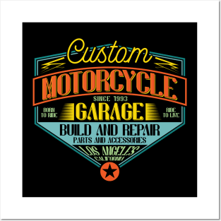 Custom Motorcycle Garage Los Angeles Posters and Art